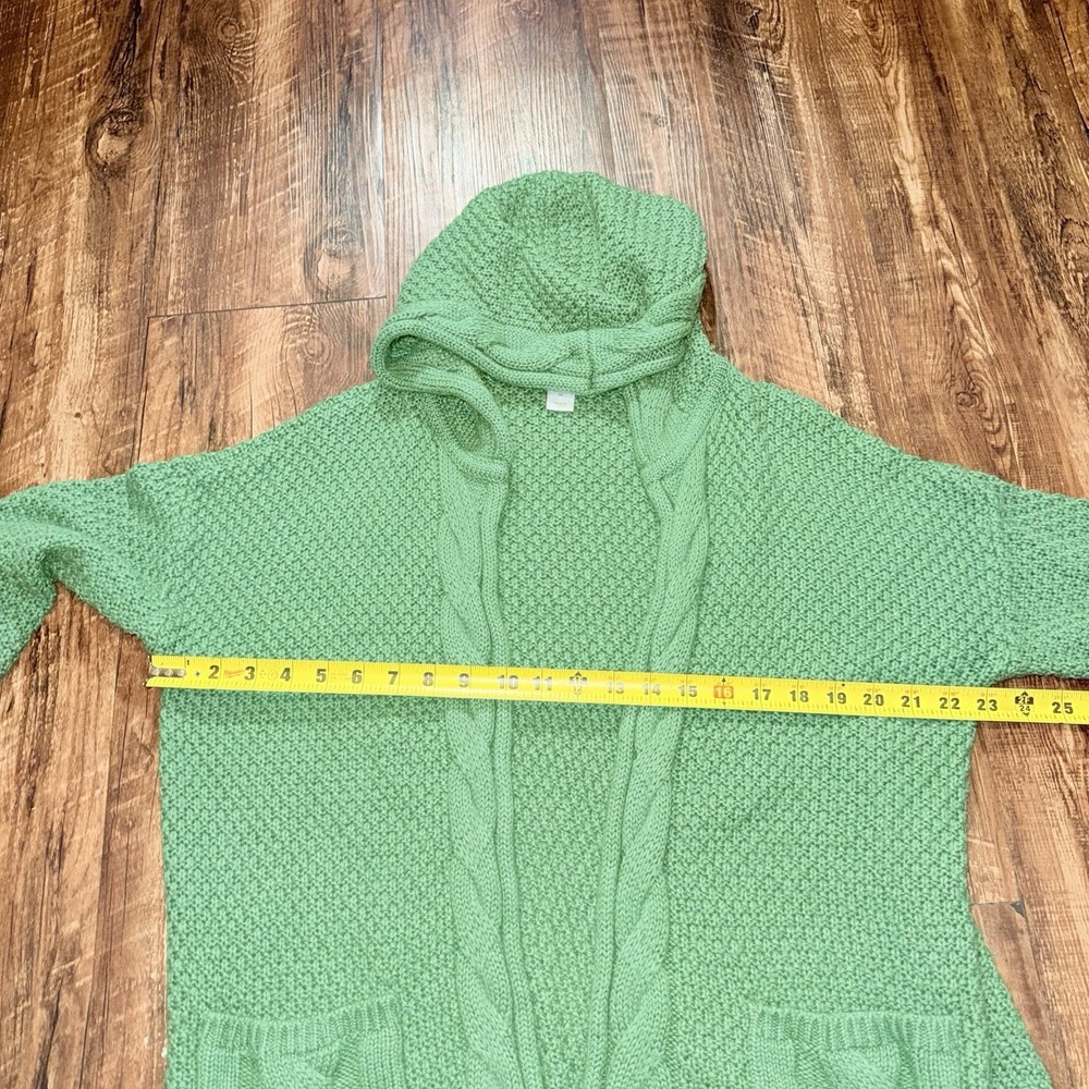 Christopher & Banks Green Medium Women's Knit Open Front Hooded Sweater - Picture 8 of 8
